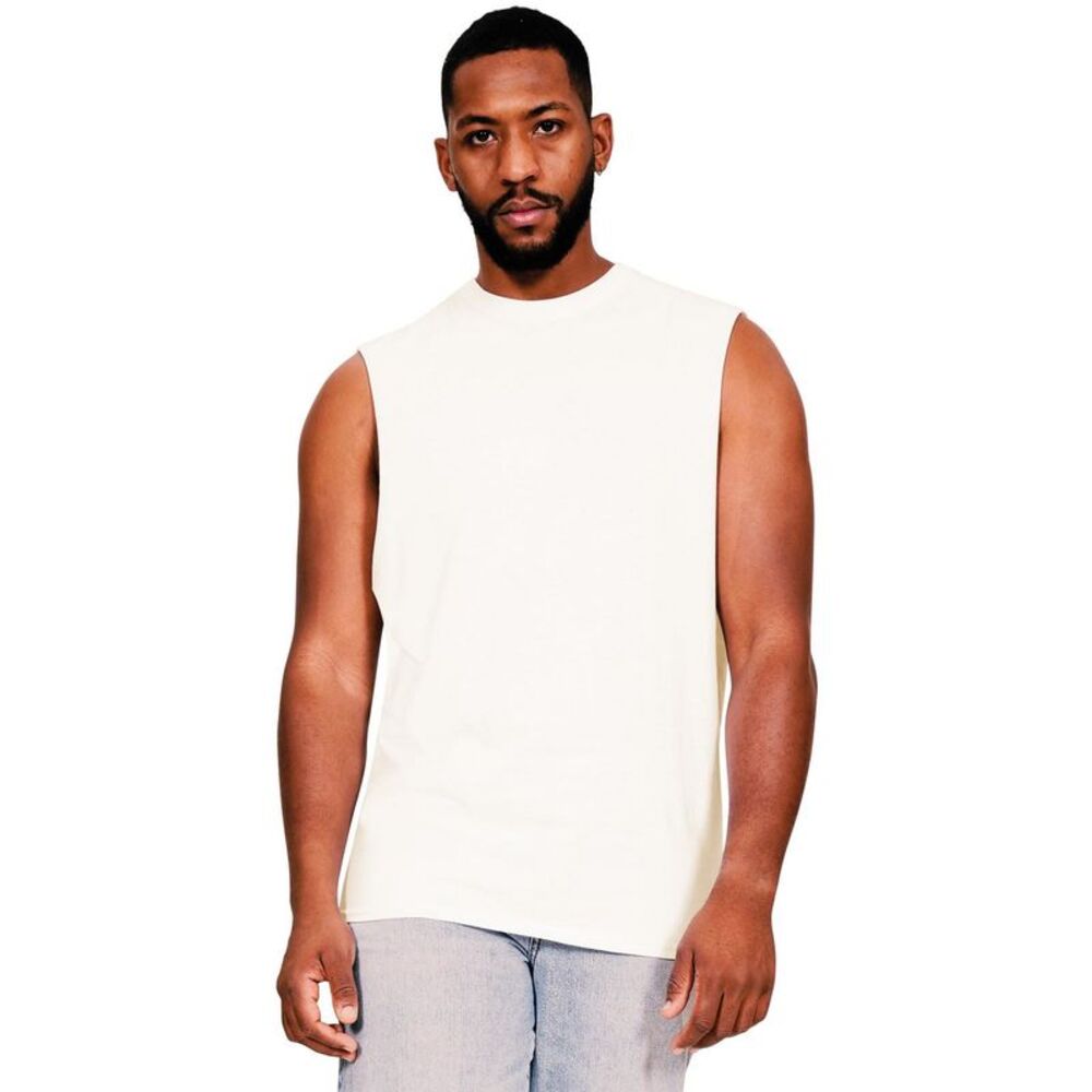 Casual Classics Mens Ringspun Cotton Drop Arm Holes Tank Top / Ecru
